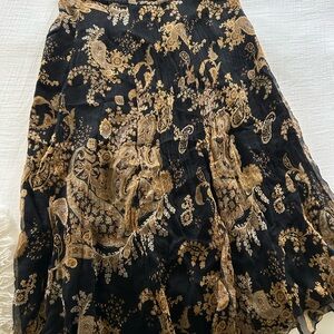 Coldwater Creek Black and Gold A-Line Skirt